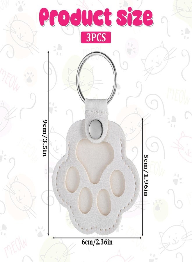 Zelphvt 3 Pcs Cat Dog Hair Keychain, Memory Keepsake Cats Dogs Pet Paw Print Keychain White Pet Hair Storage Keychains Paw Shaped Leather Keychains Pets Memorial Gift Keyring Pets Love Gift - Image 2
